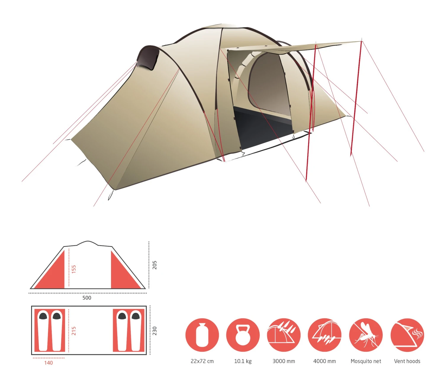 Grand Canyon Atlanta 4 Zelt (mojave/desert) – Bild 5