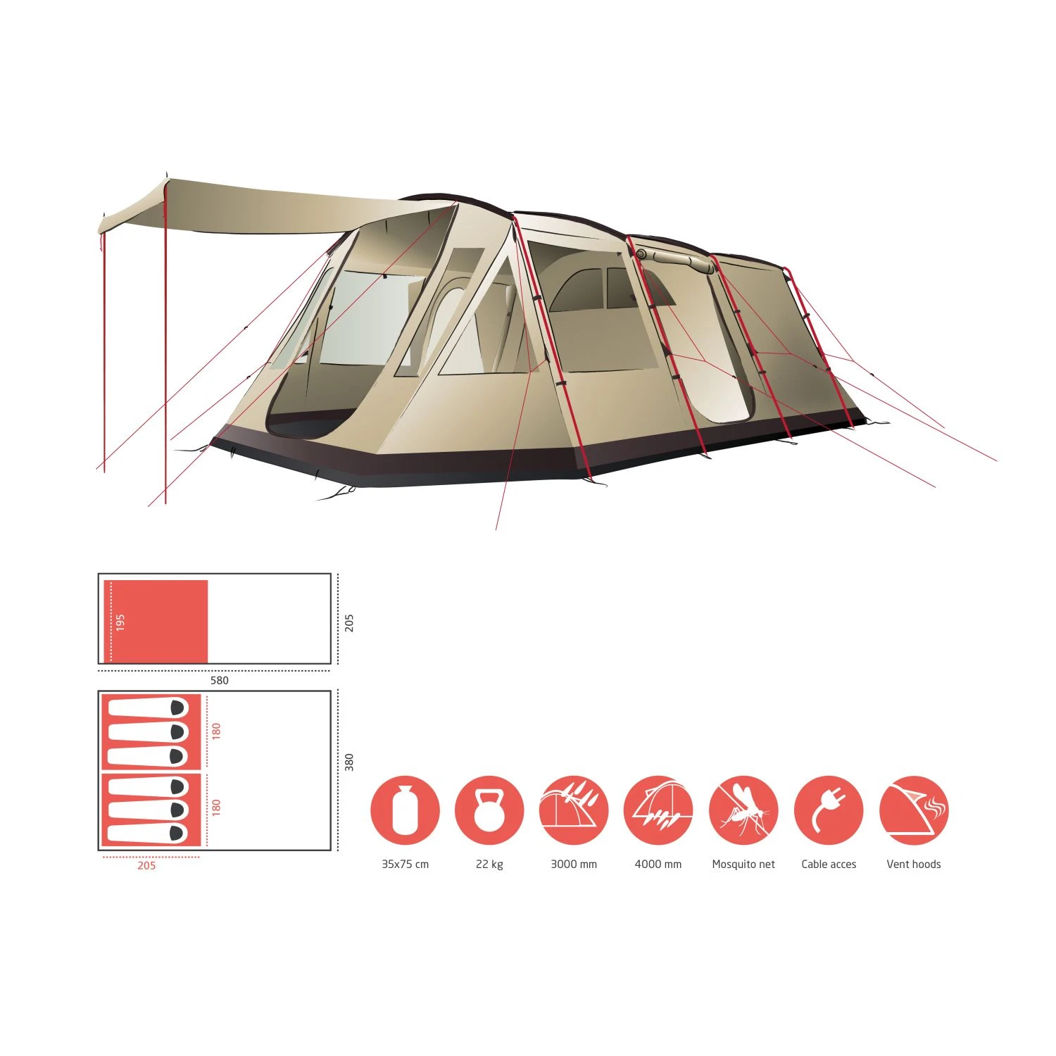 Grand Canyon Dolomiti 6 Zelt (mojave/desert) – Bild 5