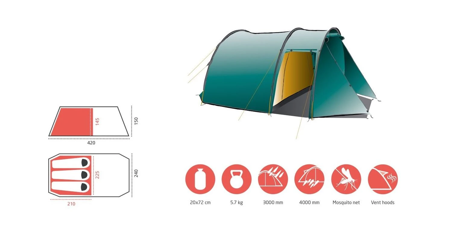 Grand Canyon Robson 3 Zelt (blue-grass) – Bild 5