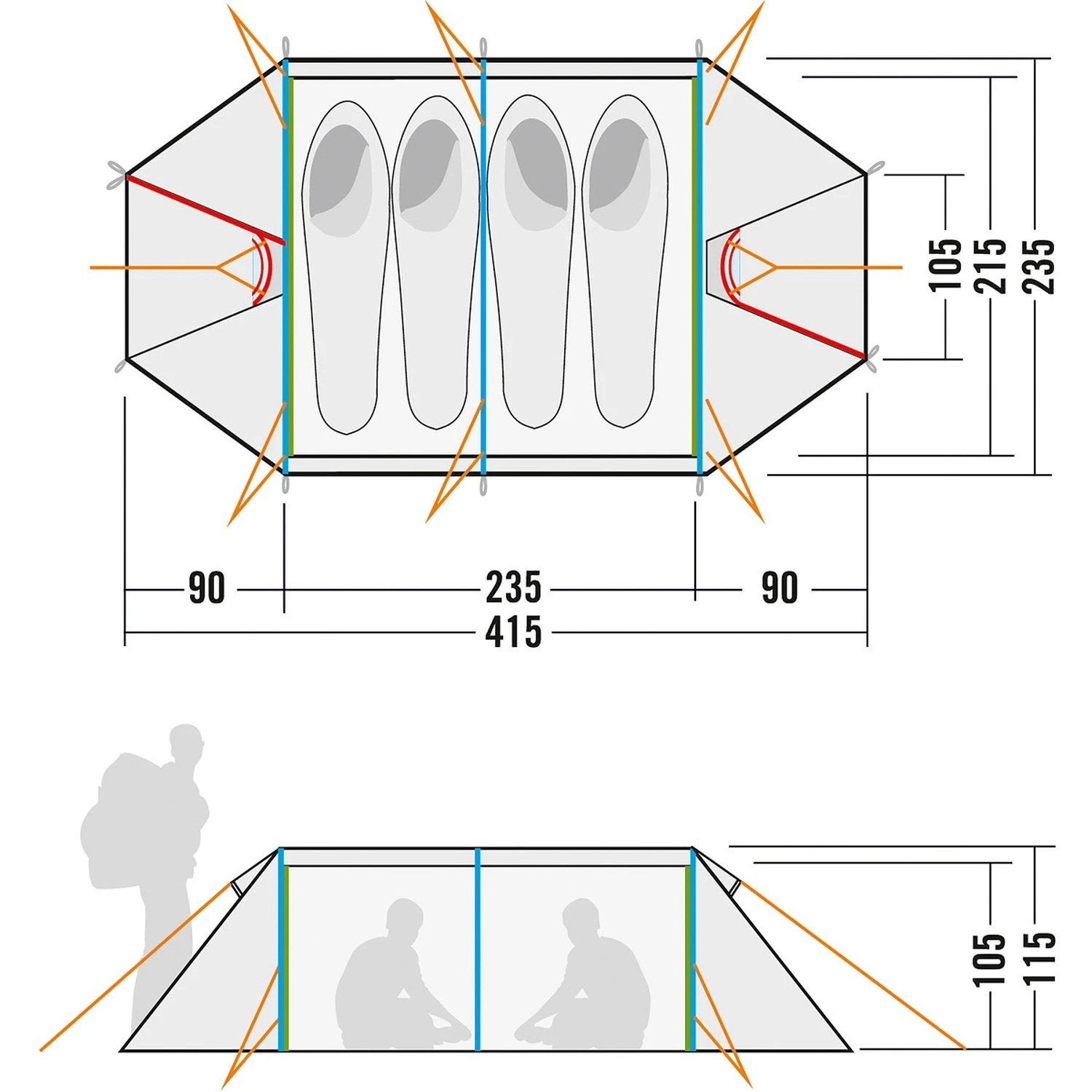 Tatonka Buffin 4 Zelt (light-olive) – Bild 3