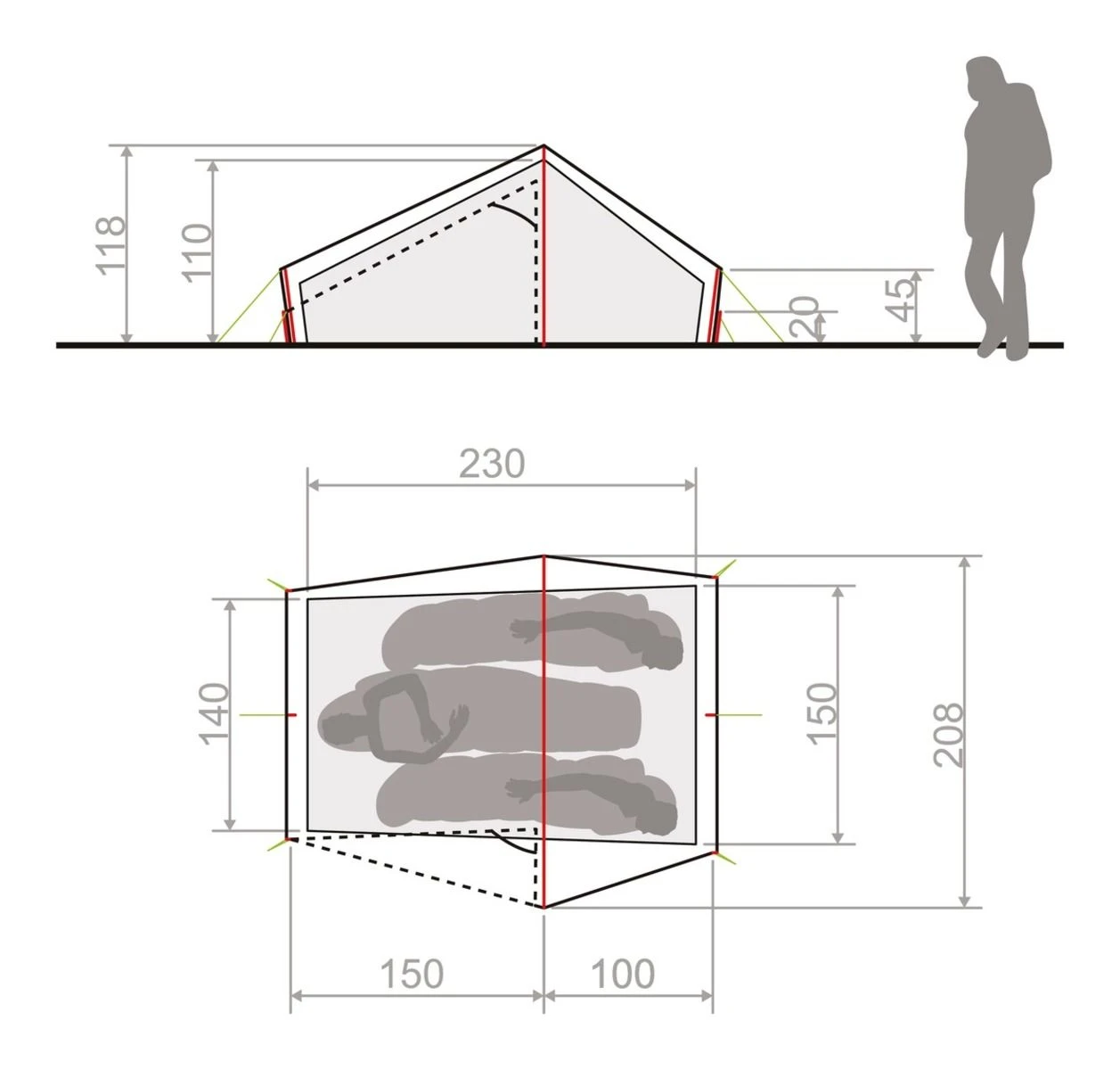 Vaude Lizard Seamless 2-3P Zelt (cress-green) – Bild 3